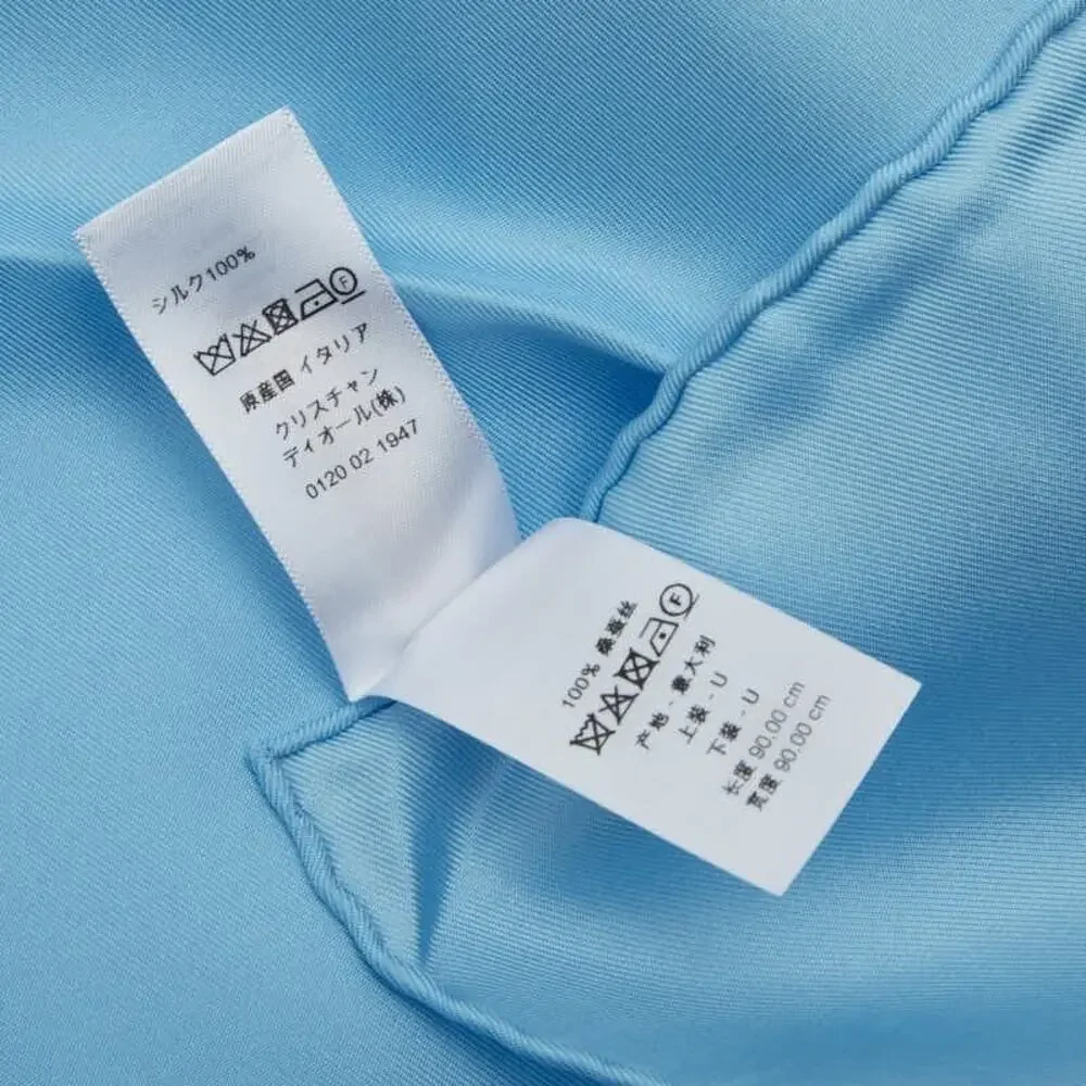Dior Zebra Print Silk Scarf Light Blue